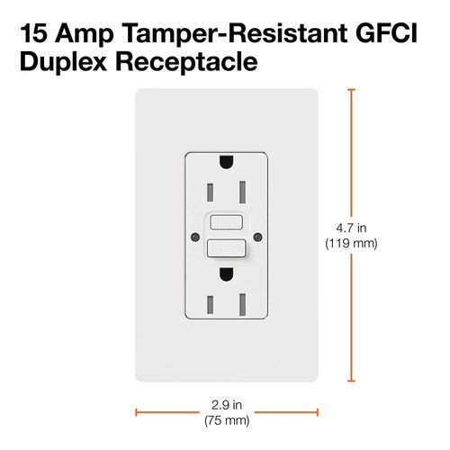 Main product image of Claro 15A Self Test Tamper Resistant Duplex Receptacle (Brilliant White)