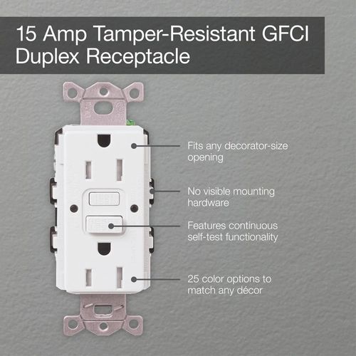 Main product image of Claro 15A Self Test Tamper Resistant Duplex Receptacle (Cobblestone)