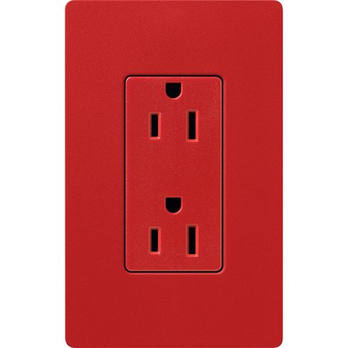 Main product image of Claro 15A Duplex Receptacle, Satin (Signal Red)