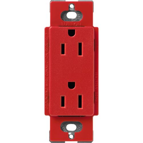 Main product image of Claro 15A Duplex Receptacle, Satin (Signal Red)