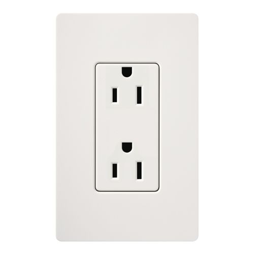 Main product image of Claro 15A Duplex Receptacle, Satin (Snow)