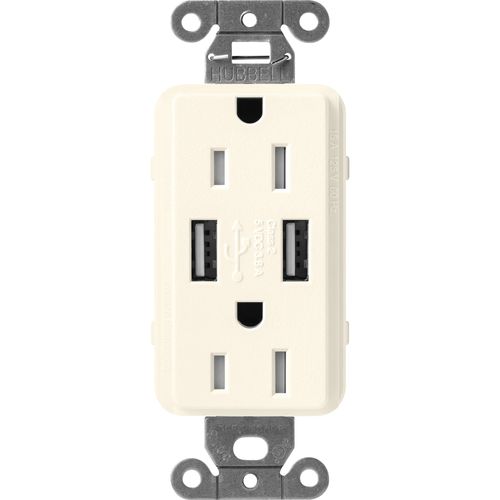 Main product image of Claro 15A USB Duplex Receptacle (Biscuit)