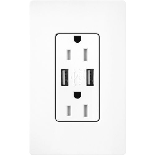 Main product image of Claro 15A USB Duplex Receptacle (Brilliant White)