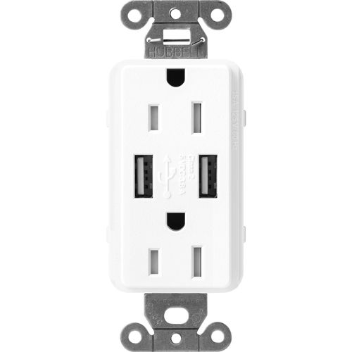 Main product image of Claro 15A USB Duplex Receptacle (Brilliant White)