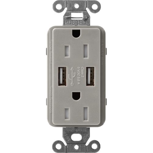 Main product image of Claro 15A USB Duplex Receptacle (Cobblestone)