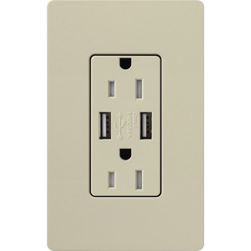 Main product image of Claro 15A USB Duplex Receptacle (Clay)