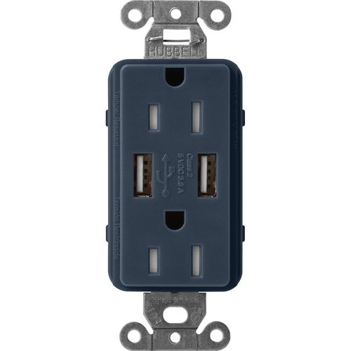 Main product image of Claro 15A USB Duplex Receptacle (Deep Sea)