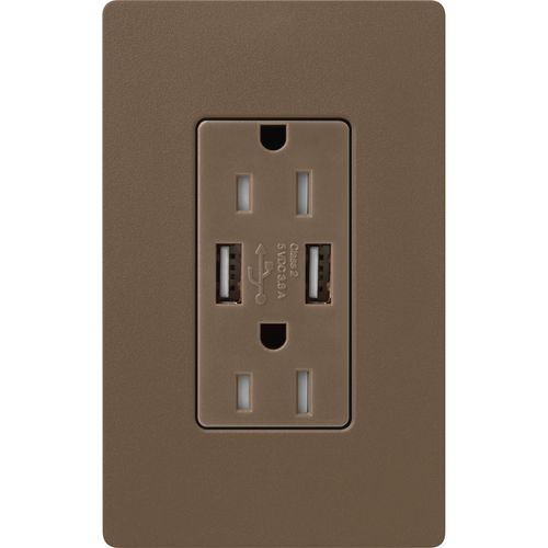 Main product image of Claro 15A USB Duplex Receptacle (Espresso)