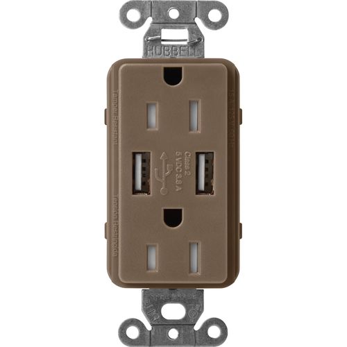 Main product image of Claro 15A USB Duplex Receptacle (Espresso)