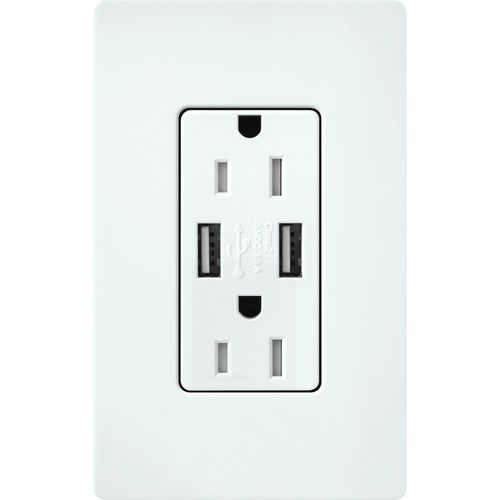 Main product image of Claro 15A USB Duplex Receptacle (Glacier White)