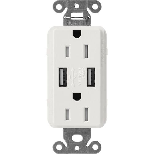 Main product image of Claro 15A USB Duplex Receptacle (Lunar Gray)