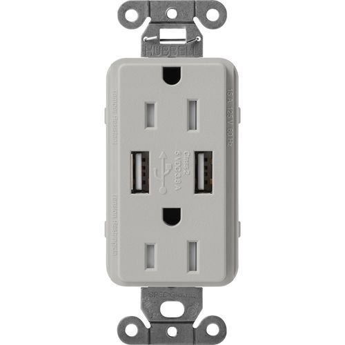 Main product image of Claro 15A USB Duplex Receptacle (Pebble)