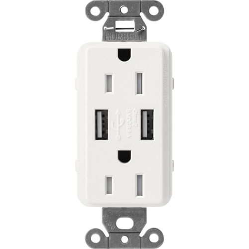 Main product image of Claro 15A USB Duplex Receptacle (Architectural White)