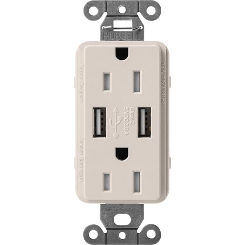 Main product image of Claro 15A USB Duplex Receptacle (Taupe)