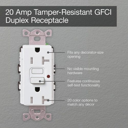 Main product image of Claro 20A Self Test Tamper Resistant Duplex Receptacle (Cobblestone)