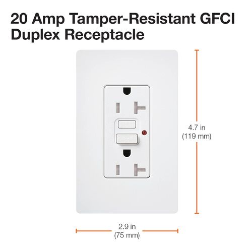 Main product image of Claro 20A Self Test Tamper Resistant Duplex Receptacle (Pumice)