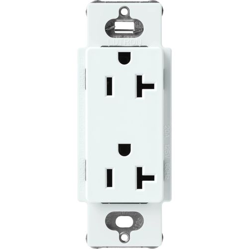 Main product image of Claro 20A Duplex Receptacle, Satin (Glacier White)