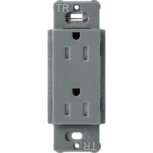 Main product image of Claro 15A Tamper-Resistant Duplex Receptacle, Satin  (Slate)
