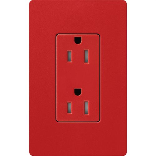 Main product image of Claro 15A Tamper-Resistant Duplex Receptacle, Satin  (Signal Red)