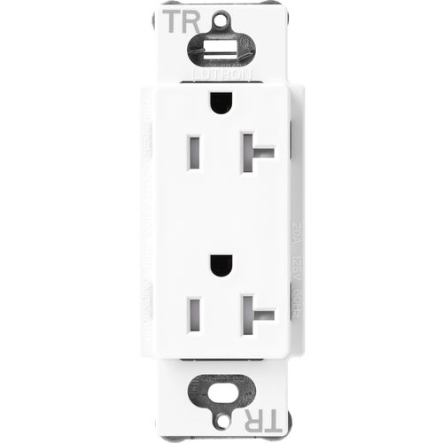Main product image of Claro 20A Tamper-Resistant Duplex Receptacle, Satin (Brilliant White)