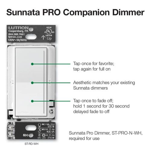 Main product image of Sunnata Companion Dimmer Switch, for Sunnata Pro LED+ Dimmers Sunnata Companion Dimmer (Ivory)