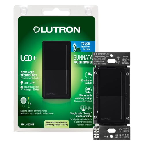 Main product image of Sunnata LED+ Touch Dimmer Switch (Black) (1.25A, 120V, 150W)