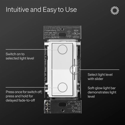 Main product image of Diva Dimmer Switch - LED+ Pro Max, 250W LED/500W ELV/400VA MLV, Neutral Optional, Single Pole/Multi-Location, 120V, DV-PRO-BR, Brown