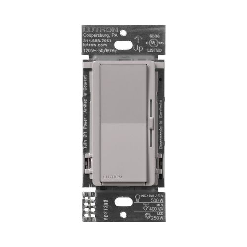Main product image of Diva Dimmer Switch - LED+ Pro Max, 250W LED/500W ELV/400VA MLV, Neutral Optional, Single Pole/Multi-Location, 120V, DV-PRO-GR, Gray