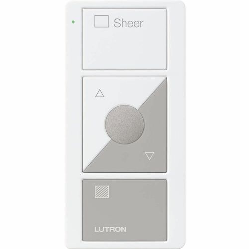 Main product image of Pico 3-Button with Raise/Lower Wireless Smart Remote for Shade Control, Icon and Text Engraving, (Gloss White/Gray), PJ2-3BRL-GWG-S02