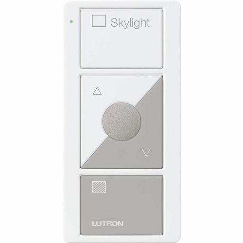 Main product image of Pico 3-Button with Raise/Lower Wireless Smart Remote for Blind Control, Icon and Text Engraving, (Gloss White/Gray), PJ2-3BRL-GWG-S05