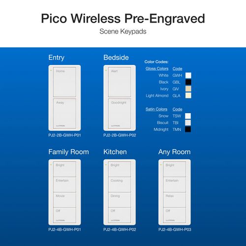 Main product image of Pico 4-Button Wireless Smart Remote for Light Control, Light Icon Engraving, (Gloss Light Almond), PJ2-4B-GLA-L01