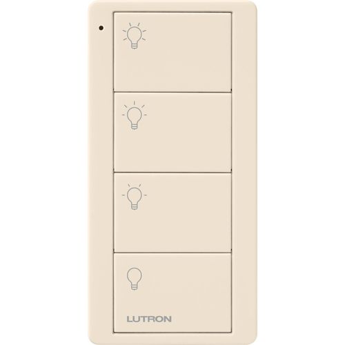 Main product image of Pico PRO 4-Button Wireless Smart Remote for Light Control, Light Icon Engraving, (Gloss Light Almond), Caseta PRO Packaging, PJ2-4B-LA-L01P