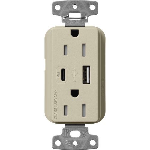 Main product image of Claro 15A USB Type A&C Duplex Receptacle, Satin Finish (Clay), SCR-15-ACTR-CY
