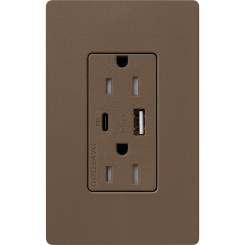 Main product image of Claro 15A USB Type A&C Duplex Receptacle, Satin Finish (Espresso), SCR-15-ACTR-EP