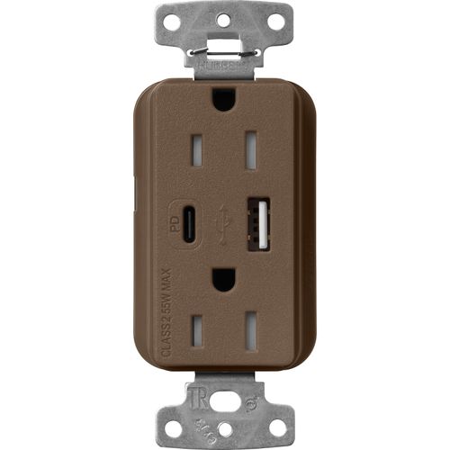 Main product image of Claro 15A USB Type A&C Duplex Receptacle, Satin Finish (Espresso), SCR-15-ACTR-EP