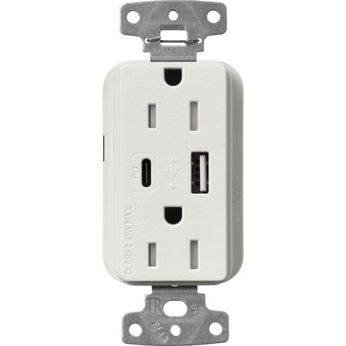 Main product image of Claro 15A USB Type A&C Duplex Receptacle, Satin Finish (Lunar Gray), SCR-15-ACTR-LG