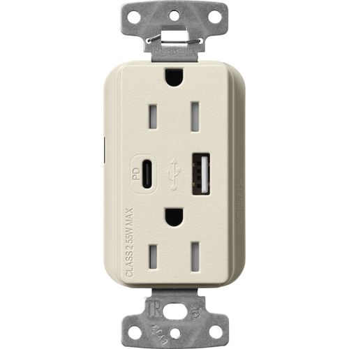Main product image of Claro 15A USB Duplex Receptacle (Pumice), SCR-15-ACTR-PM