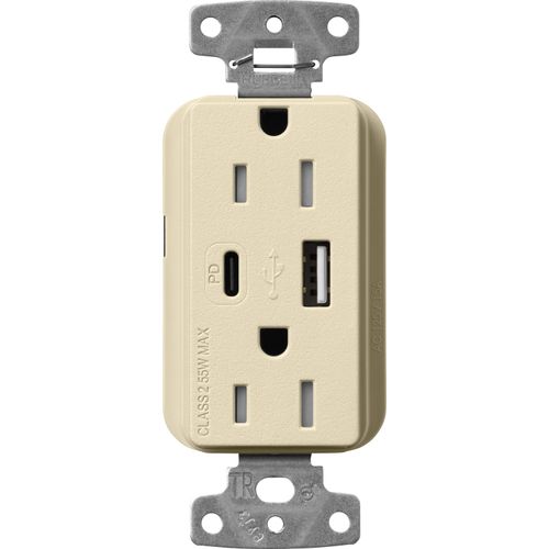 Main product image of Claro 15A USB Type A&C Duplex Receptacle, Satin Finish (Sand), SCR-15-ACTR-SD