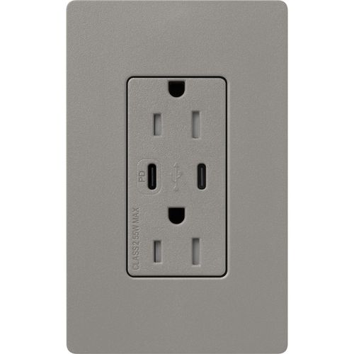 Main product image of Claro 15A USB Type A&C Duplex Receptacle, Satin Finish (Cobblestone), SCR-15-CCTR-CS