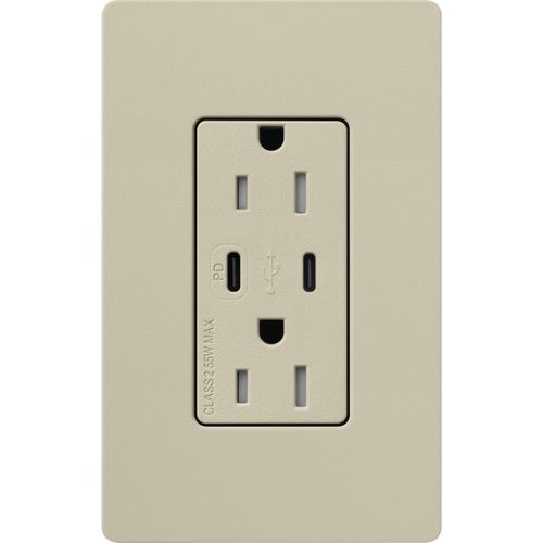 Main product image of Claro 15A USB Type A&C Duplex Receptacle, Satin Finish (Clay), SCR-15-CCTR-CY