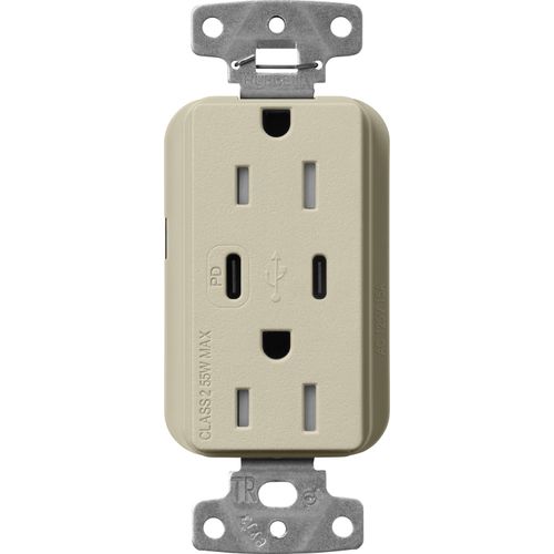 Main product image of Claro 15A USB Type A&C Duplex Receptacle, Satin Finish (Clay), SCR-15-CCTR-CY