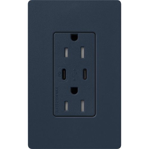 Main product image of Claro 15A USB Type A&C Duplex Receptacle, Satin Finish (Deep Sea), SCR-15-CCTR-DE