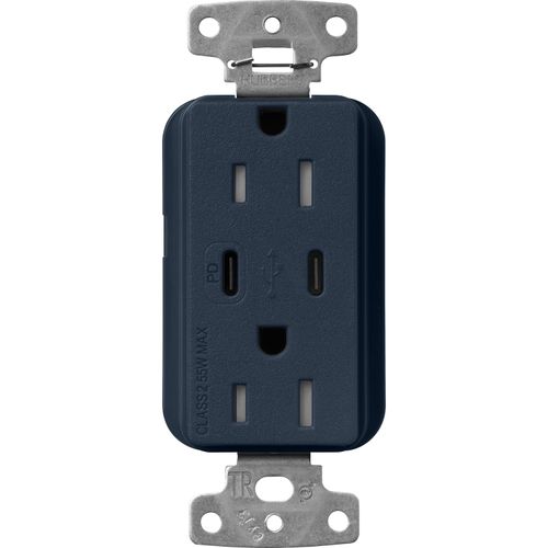 Main product image of Claro 15A USB Type A&C Duplex Receptacle, Satin Finish (Deep Sea), SCR-15-CCTR-DE