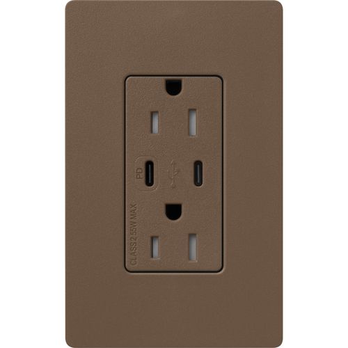 Main product image of Claro 15A USB Type A&C Duplex Receptacle, Satin Finish (Espresso), SCR-15-CCTR-EP