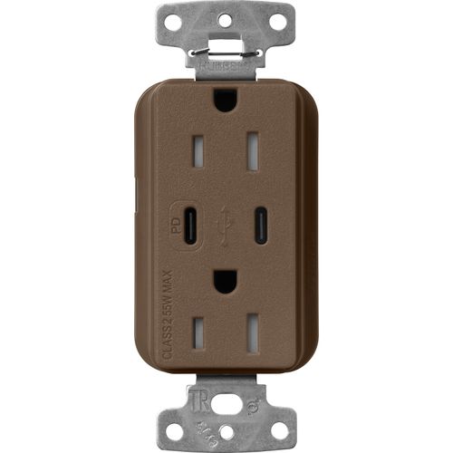 Main product image of Claro 15A USB Type A&C Duplex Receptacle, Satin Finish (Espresso), SCR-15-CCTR-EP