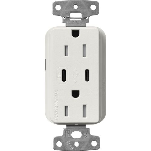 Main product image of Claro 15A USB Type A&C Duplex Receptacle, Satin Finish (Lunar Gray), SCR-15-CCTR-LG