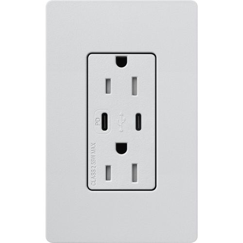 Main product image of Claro 15A USB Type A&C Duplex Receptacle, Satin Finish (Mist), SCR-15-CCTR-MI
