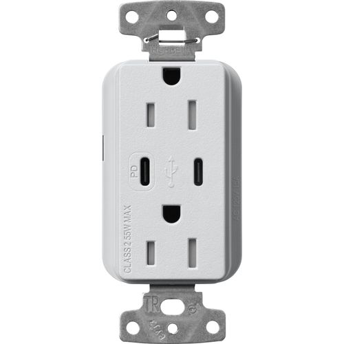 Main product image of Claro 15A USB Type A&C Duplex Receptacle, Satin Finish (Mist), SCR-15-CCTR-MI