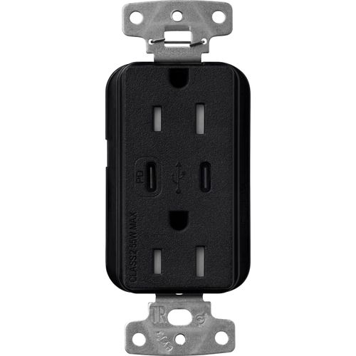Main product image of Claro 15A USB Type A&C Duplex Receptacle, Satin Finish (Midnight), SCR-15-CCTR-MN