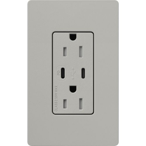 Main product image of Claro 15A USB Type A&C Duplex Receptacle (Pebble), SCR-15-CCTR-PB